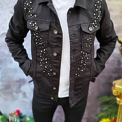 Geaca de blug pentru barbati Slim Fit Neagra cu nasturi GB126 3