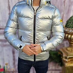 Geaca de iarna barbateasca argintie croiala slim fit GC630 2
