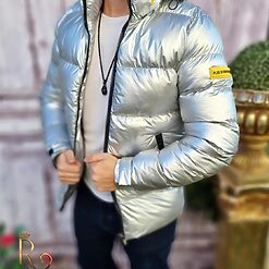 Geaca de iarna barbateasca argintie croiala slim fit GC630 4
