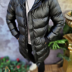 Geaca de iarna groasa neagra cu blana neagra la gluga GC611 3