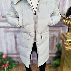 Geaca lunga de barbati foarte groasa gri deschis GC660 4