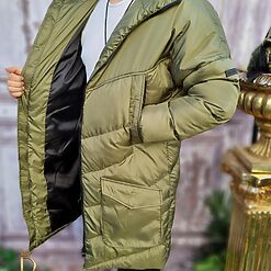 Geaca lunga de barbati foarte groasa verde cod GC658 4