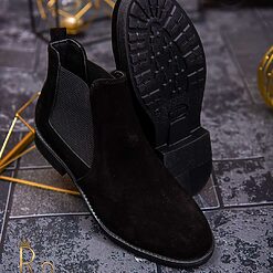 Ghete barbatesti negre din piele naturala GH105 2