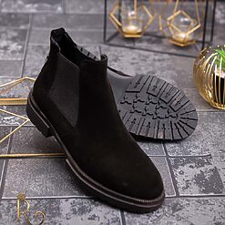 Negre din piele 100% naturala întoarsă - GH117-Ghete