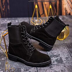 Ghete de barbati Negre din piele intoarsa 100 naturala GH121 3