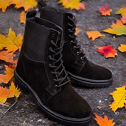 Ghete de barbati Negre din piele intoarsa 100 naturala GH121 4