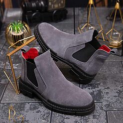 Ghete de barbati gri din piele intoarsa 100 naturala GH71 2