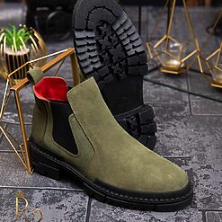 Ghete de barbati verzi din piele intoarsa 100 naturala GH72 3