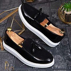 Negri cu ciucuri si talpa alba – AD275-Loaferi / Mocasini