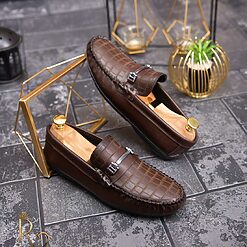 Mocasini casual de barbati Piele croc maro – AD431 3