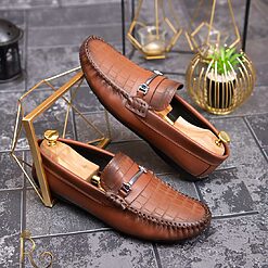 Mocasini casual de barbati Piele croc maro – AD439 2