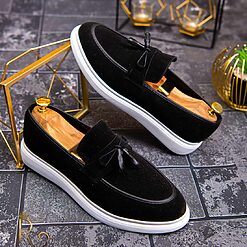 Mocasini casual de barbati Piele intoarsa Talpa inalta alba – AD487 3