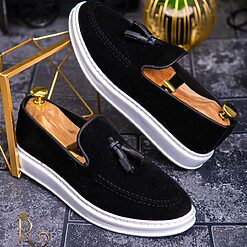 Piele întoarsă cu talpa înaltă alba – AD237-Mocasini Casual