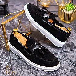 Mocasini casual de barbati Piele intoarsa cu talpa inalta alba – AD407 2