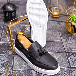 Mocasini casual de barbati Piele neagr eco cu talpa inalta – AD460 3