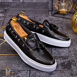 Mocasini casual de barbati negri piele naturala – AD517 3