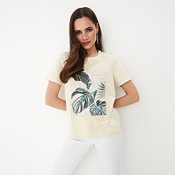 Mohito - Tricou din bumbac cu imprimeu - Ivory-All > t-shirts