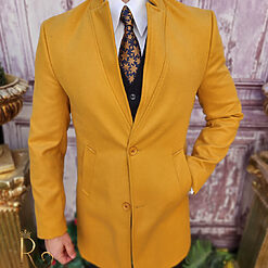 Palton de barbati Slim Fit Galben cu nasturi PT458 3