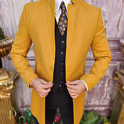 Palton de barbati Slim Fit Galben cu nasturi PT458 5