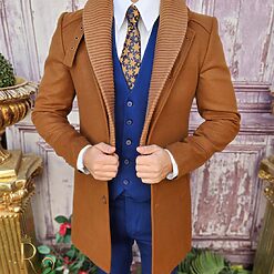 Palton de barbati Slim Fit Maro Guler textil detasabil PT440 5