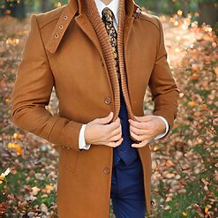 Palton de barbati Slim Fit Maro cu guler textil PT453 6