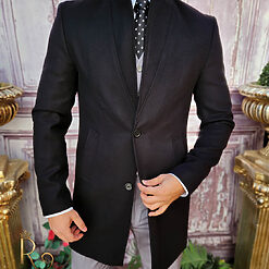 Palton de barbati Slim Fit Negru cu nasturi PT443 3