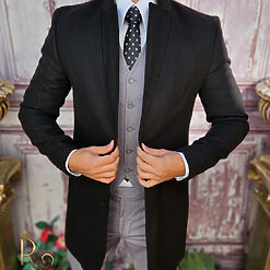 Palton de barbati Slim Fit Negru cu nasturi PT443 5