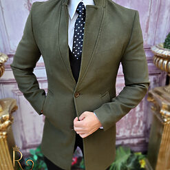 Palton de barbati Slim Fit Verde cu nasturi PT459 3