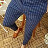 Pantaloni SlimFit Mansfield bleumarin in dungi albe
