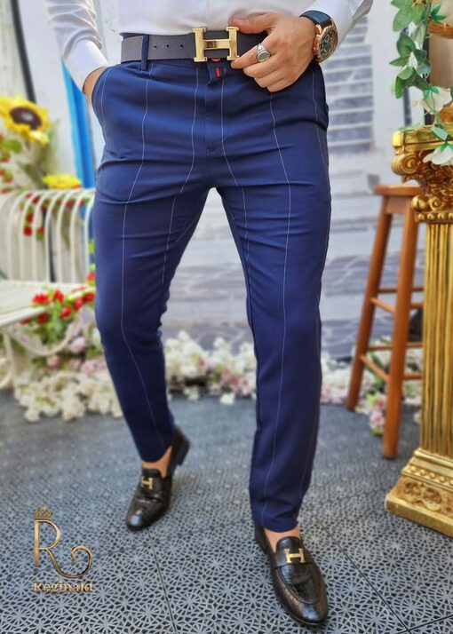 Pantaloni de barbati bleumarin cu dungi