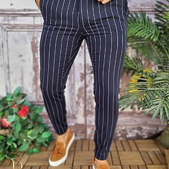 Bleumarin in dungi - PN573-Pantaloni