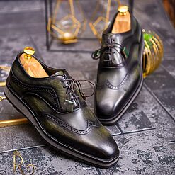 Pantofi Casual de barbati Talpa Inalta din piele naturala Verde patinat P1601 4