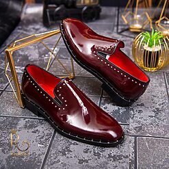 Pantofi Loafers de barbati bordo cu tinte din piele naturala Reginald P1343 2