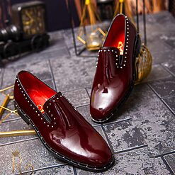 Pantofi Loafers de barbati bordo cu tinte