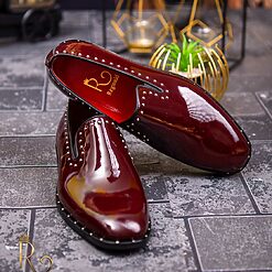 Pantofi Loafers de barbati bordo cu tinte din piele naturala Reginald P1343 5