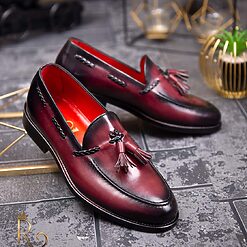 Pantofi Loafers de barbati bordo din piele naturala Reginald P1398 4