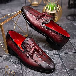 Pantofi Loafers de barbati bordo din piele naturala Reginald P1455 4