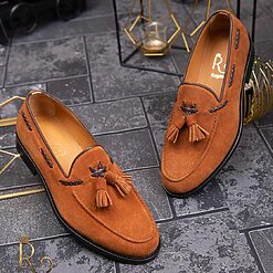 Pantofi Loafers de barbati din piele intoarsa naturala
