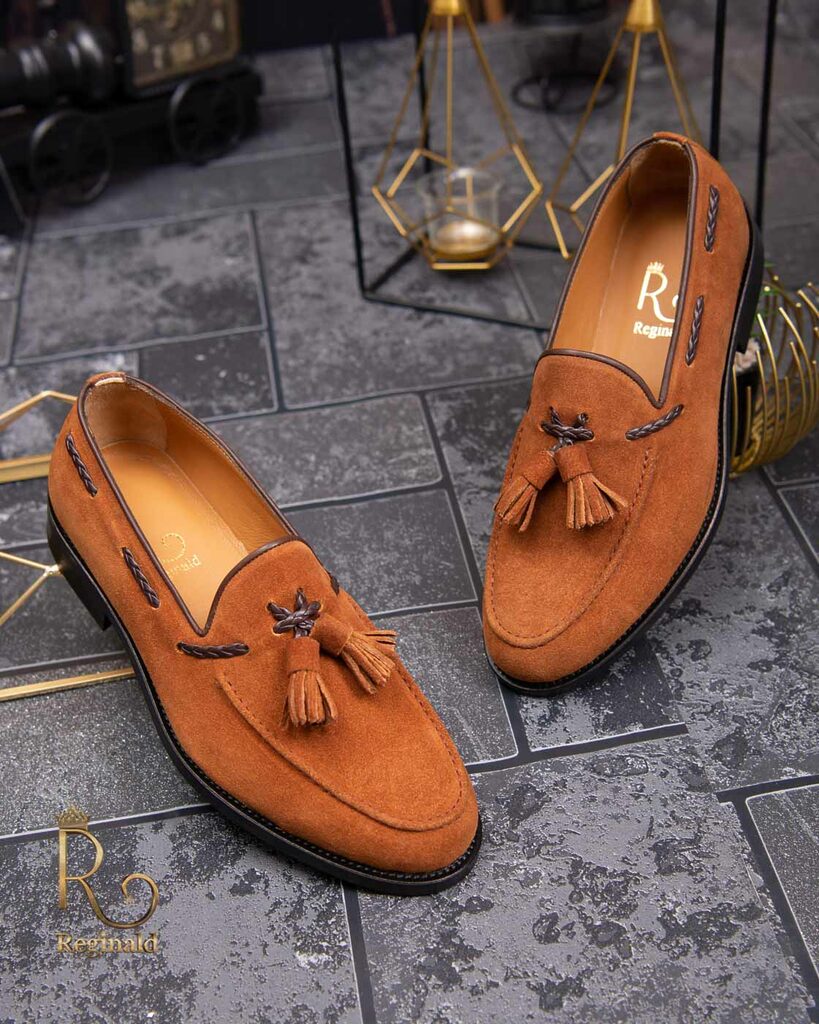 Pantofi Loafers de barbati din piele intoarsa naturala