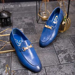 Pantofi Loafers de barbati din piele naturala Albastri P1617 2