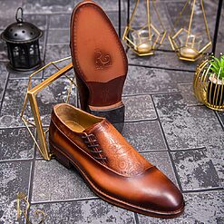 Pantofi Loafers de barbati din piele naturala Maro cu model P1600 2