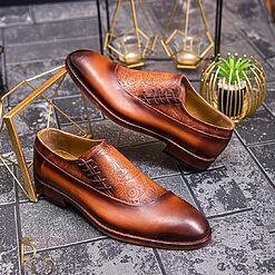 Pantofi Loafers de barbati din piele naturala Maro cu model P1600 3