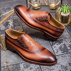 Pantofi Loafers de barbati din piele naturala Maro cu model P1600 4