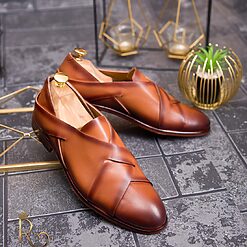 Pantofi Loafers de barbati din piele naturala Maro cu model P179 2