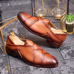 Pantofi Loafers de barbati din piele naturala Maro cu model P179 4