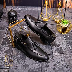 Negru cu ciucuri - P1555-Pantofi