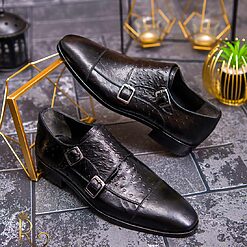 Negru cu model - P1571-Pantofi