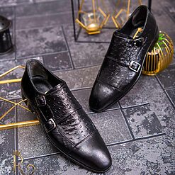 Pantofi Loafers de barbati din piele naturala Negru cu model P1571 3