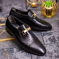 Negru cu model - P1618-Pantofi