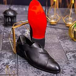 Pantofi Loafers de barbati din piele naturala Negru cu model P250 2